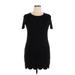 Casual Dress - Bodycon Crew Neck Short sleeves: Black Solid Dresses - Women's Size X-Large