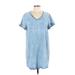 Velvet Heart Casual Dress - Shift V Neck Short sleeves: Blue Dresses - Women's Size Large