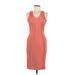 Fashion Nova Casual Dress - Sheath V-Neck Sleeveless: Orange Solid Dresses - Women's Size Medium