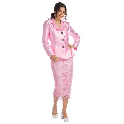 Lace Suit (Size 6) Light Pink, Polyester