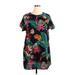 Shein Casual Dress - Mini High Neck Short sleeves: Black Print Dresses - Women's Size 2X