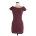 Windsor Casual Dress - Bodycon Boatneck Short sleeves: Burgundy Dresses - Women's Size Medium