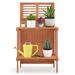Costway Folding Garden Potting Bench with 2-tier Storage Shelves and Teak Oil Finish for Garden Yard Balcony