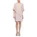 Foil Trim Asymmetrical Popover Capelet Sheath Dress