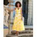 Boston Proper - Exploded Metallic Floral Jacquard Organza Tiered Ankle Length Dress Yellow - 10