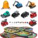 Meland Construction Toy Trucks - 8 Mini Boys Car Toys with Police Cars Fire Rescue Cars Playmat & Road Signs Toddler Car Toys for Boys Age 3 4 5 6 Year Old Birthday Christmas