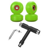 52mm 95A Skateboard Wheels with Red Bearing Street Wheels with Skate Tool Green 4 Pack