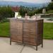 Isabel Dark Brown Acacia Wood & Rustic Metal Outdoor Bar Table