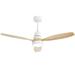 52 Inch Modern Ceiling Fan with Light and Remote 3 Light Color Options Sloped Ceiling Adaptable - 52 Inch White with Burlywood Blades