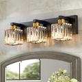 OYIPRO 2/3/4/5 Light Bathroom Vanity Light Wall Sconce with Crystal Shade 19.7 - Black & Gold