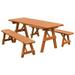 Kunkle Holdings LLC Pine 6 Traditional Picnic Table with 2 Benches Cedar Stain