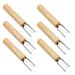 6 Pcs Rust Protection Wooden Forks Barbecue BBQ Meat Forks Corn Barbecue Forks 304 Stainless Steel Forks