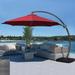 MEJO INC 10 ft.Aluminum Curvy Cantilever Offset Hanging Patio Umbrella With Sandbag Base Red