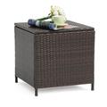 Outdoor Wicker Side Table All-weather Rattan Small Storage Box End Table Square Resin Coffee Table with Iron Frame for Garden Porch Deck Living Room Backyard Brown