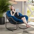 SZLIZCCC Modern Rattan Rocking Chair Indoor Patio Padded Cushion Rocker Recliner Chair Lounge Rocker with Cushion for Outdoor Porch Living Room Patio Garden