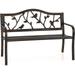 KUF Outdoor Garden Park Bench Patio 50 Metal Bench Steel Frame Bench with Backrest and Armrests for Porch Lawn Balcony Backyard and Indoor Bronze