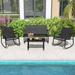 Costway 4 PCS Patio Rocking Rocking Chairs & Loveseat with Glass-Top Table Outdoor