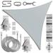 ColourTreeUSA Triangle Sun Shade Sail HDPE with Winch Hardware Installation Kit 10 x 10 x 10 - Gray