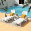 Polytrends Laguna All Weather Poly Pool Outdoor Chaise Lounge Set - with Square Side Table (3-Piece) White