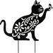 Garden Plugin Ornament Decor Cat Outdoor Stake Statues Cute Metal Silhouette Yard for