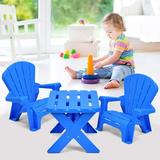 KUF Kids Table and Chair Set Outdoor Toddler Activity Table and Adirondack Chairs for Picnic Garden Patio Backyard & Beach Kids Outdoor Table & Chairs (Blue)