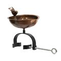 Achla Designs 14.25 L Antique Copper Stainless Steel Heart Shaped Birdbath w/ Wrought Iron Over Rail Bracket