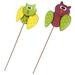 2 Pcs Ornament Patio Decoration Owl Stakes Garden Outdoor Decorations Frog Metal Artificial Plants