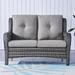 Pocassy Outdoor Loveseat Sofa 2-Seat PE Rattan Grey - Grey