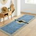 Casavani - 5 x5 Blue Block Printed Cotton Square Area Rugs for Living Room Outdoor Patio Rugs