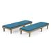 Christopher Knight Home Nadine Outdoor Modern Cushioned Acacia Chaise Lounges (Set of 2) by Gray Finish + Blue Cushion