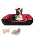 PayUSD 31.5 Dog Beds for Medium Dogs with Dog Blanket & Bone Plush Toy Rectangle Washable Cat Bed Warming Orthopedic Pet Bed Calming Dog Bed for Medium Dogs Red M