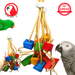 Bonka Bird Toys 2374 Huge Block Tangle Wood Tug Pull Parrot Cage Toy