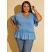 Plus Size Ruffled Peplum Jersey Top