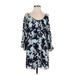 Parker Casual Dress - Shift Scoop Neck 3/4 sleeves: Blue Floral Dresses - Women's Size Small