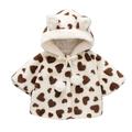 QUYUON Baby Rain Jacket Discounts Long Sleeve Fleece Jacket Toddler Baby Girls Solid Color Heart Print Plush Cute Bear Ears Winter Hoodie Thick Coat Jacket Beige 18-24 Months