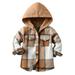 Little Kids Toddler Baby Boy Girl Shirt Jacket Plaid Long Sleeve Button Down Hoodie Jacket Cute Outdoor Jacket Coat for Infant Toddler 3M-7T