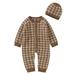 Baby Sweater Knitted Outfits Hat Set Boy Girl Jumpsuit Cotton Romper Boys Romper&Jumpsuit Top Sweatshitr Coffee 0 Months-3 Months