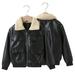 Godderr Kids Boys Soft Leather Jackets Toddler Baby Faux Leather Jacket Long Sleeve Zipper Classic Coat for 1-7Y