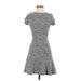 Aqua Casual Dress - A-Line High Neck Short sleeves: Gray Marled Dresses - Women's Size Small