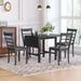 5-Piece Wood Square Drop Leaf Breakfast Nook Extendable Dining Table Set with 4 Ladder Back Chairs for Small Places