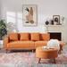 Modern/Contemporary Faux Leather Sectional Couch with Ottoman and Three Removable Pillows for Living Room