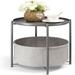 Round Side Table with Fabric Storage Basket - 20.47"D x 17.71"W x 20.47"H