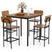 5 PCS Industrial Dining Table Set Counter Height Table & 4 Bar Stools