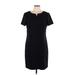 Tahari by ASL Casual Dress - Shift Crew Neck Short sleeves: Black Print Dresses - Women's Size 10