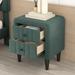 Upholstered Wooden Nightstand with 2 Drawers, Velvet Bedside Table