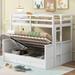 Wood Twin over Full Bunk Bed with Hydraulic Lift Up Storage, Detachable Platform Bed Frame