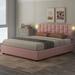 Queen Size Upholstered Platform bed with Height-adjustable Headboard and Under-bed Storage Space