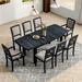 Rustic Extendable 84inch Dining Table Set with 24inch Removable Leaf , 6 Upholstered Armless Dining Chairs and 2 Arm Chairs