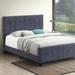 Queen Fabric Upholstered Panel Bed in Dark Gray