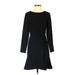 Banana Republic Casual Dress - A-Line Crew Neck Long sleeves: Black Solid Dresses - Women's Size 2